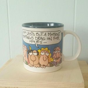 Vintage Coffee Mug Cup 80s Work Meetings humor
